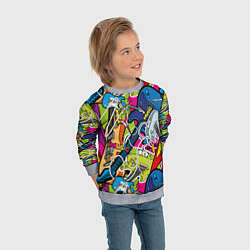 Свитшот детский Guitars - pop art pattern, цвет: 3D-меланж — фото 2
