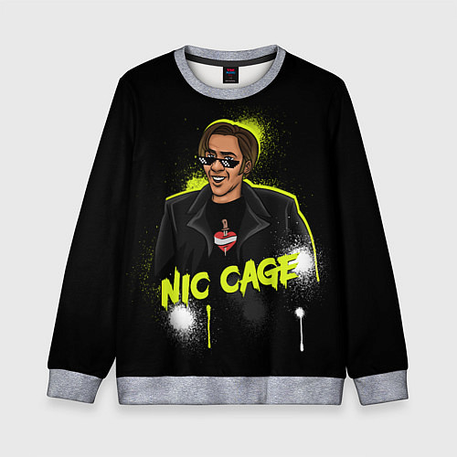 Детский свитшот Ник Кейдж / 3D-Меланж – фото 1