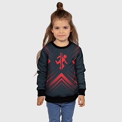 Свитшот детский Красный символ Portal на темном фоне со стрелками, цвет: 3D-черный — фото 2