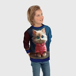 Свитшот детский Котик в розовом свитере, цвет: 3D-синий — фото 2