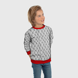 Свитшот детский Крупный белый вязаный узор, цвет: 3D-красный — фото 2