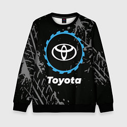Свитшот детский Toyota в стиле Top Gear со следами шин на фоне, цвет: 3D-черный
