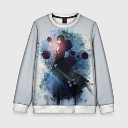 Свитшот детский Печальная готическая женщина в черном платье, цвет: 3D-белый