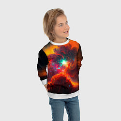 Свитшот детский Небула в космосе в оранжевых тонах - нейронная сет, цвет: 3D-белый — фото 2