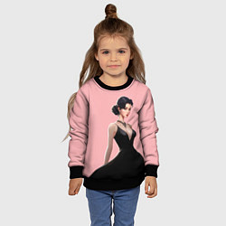 Свитшот детский Girl in black dress - pink, цвет: 3D-черный — фото 2