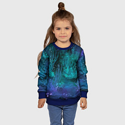 Свитшот детский Абстракция: неоновые огни подводного мира, цвет: 3D-синий — фото 2