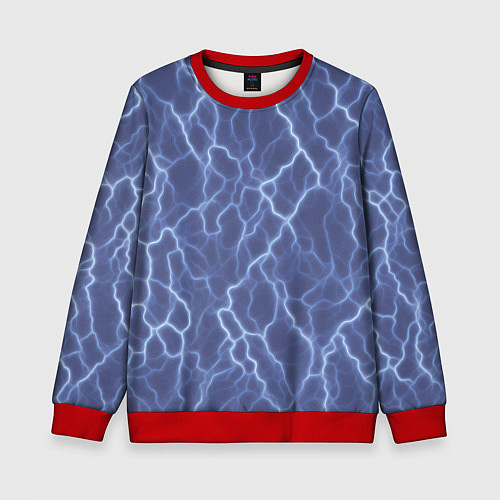 Детский свитшот Электрический разряд на голубом фоне / 3D-Красный – фото 1