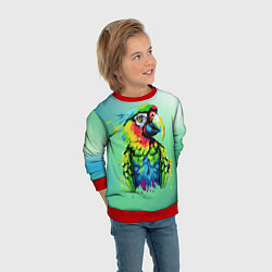 Свитшот детский Разноцветный попугай, цвет: 3D-красный — фото 2