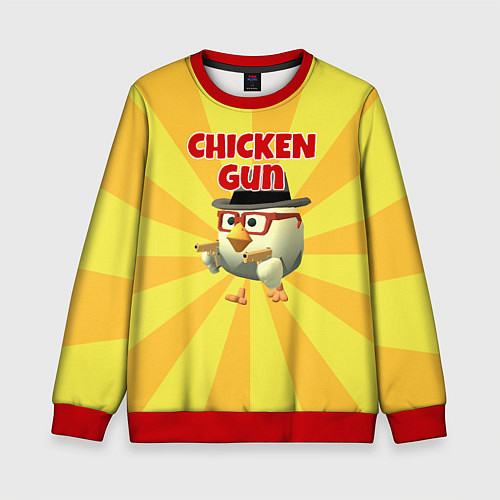 Детский свитшот Chicken Gun с пистолетами / 3D-Красный – фото 1