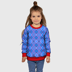 Свитшот детский Геометрический рисунок из розовых линий на синем ф, цвет: 3D-красный — фото 2