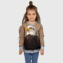 Свитшот детский Белоголовый орлан птица, цвет: 3D-меланж — фото 2