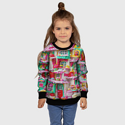 Свитшот детский Домики из сладостей, цвет: 3D-черный — фото 2