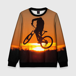 Свитшот детский Велосипедист на закате, цвет: 3D-черный