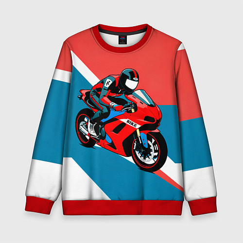 Детский свитшот Нарисованный мотоциклист / 3D-Красный – фото 1