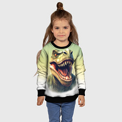 Свитшот детский Острые зубы тиранозавра Рекса, цвет: 3D-черный — фото 2