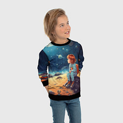 Свитшот детский Космическая путешественница: арт нейросети, цвет: 3D-черный — фото 2