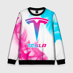 Свитшот детский Tesla neon gradient style, цвет: 3D-черный