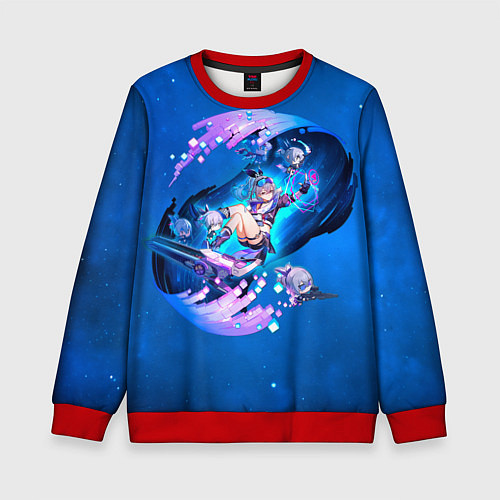 Детский свитшот Хонкай Стар Рейл: Серебряный Волк / 3D-Красный – фото 1