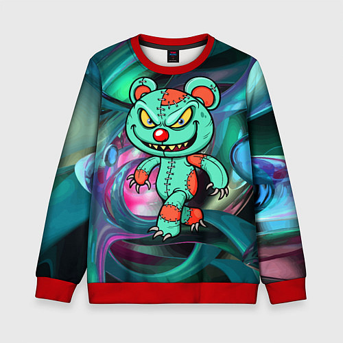 Детский свитшот Кровожадный мишутка-вуду / 3D-Красный – фото 1