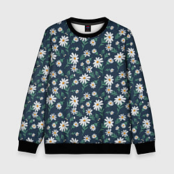 Свитшот детский Паттерн с ромашками, цвет: 3D-черный