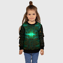 Свитшот детский Тёмно-зелёная электросхема, цвет: 3D-черный — фото 2