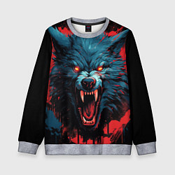 Свитшот детский Wolf black red, цвет: 3D-меланж