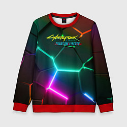 Свитшот детский Cyberpunk 2077 phantom liberty logo neon, цвет: 3D-красный