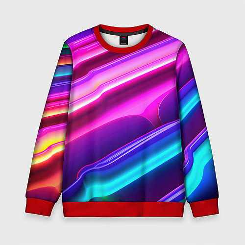 Детский свитшот Неоновые объемные полосы / 3D-Красный – фото 1