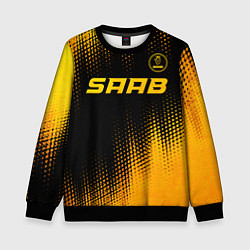 Свитшот детский Saab - gold gradient: символ сверху, цвет: 3D-черный