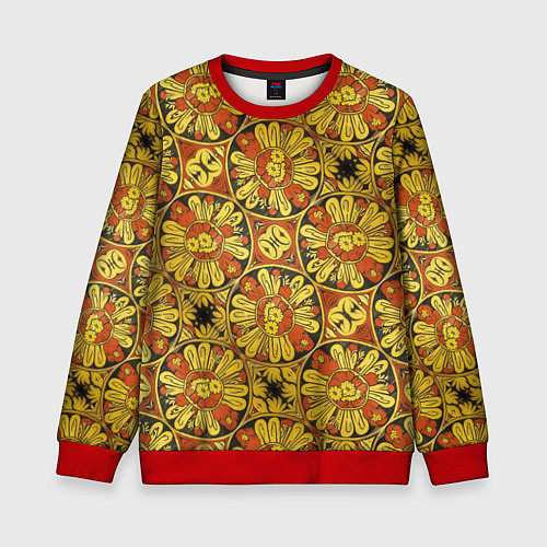 Детский свитшот Красно-желтые цветочки / 3D-Красный – фото 1