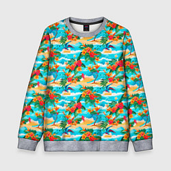 Детский свитшот Гавайский стиль море и цветы