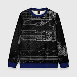 Детский свитшот Чертеж ракеты на чёрном фоне