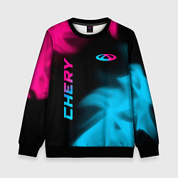 Свитшот детский Chery - neon gradient: надпись, символ, цвет: 3D-черный