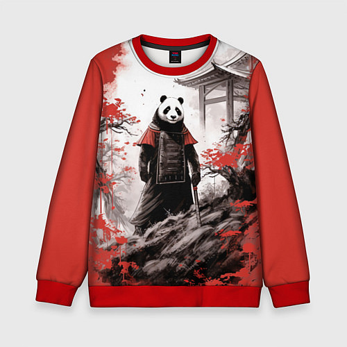 Детский свитшот Panda samurai / 3D-Красный – фото 1