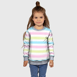 Свитшот детский Розовые и бирюзовые полосы на белом, цвет: 3D-меланж — фото 2