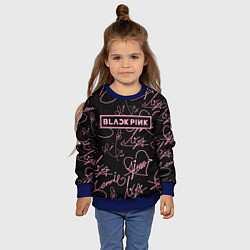 Свитшот детский Блэкпинк - розовые автографы, цвет: 3D-синий — фото 2