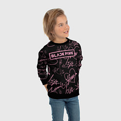Свитшот детский Блэкпинк - розовые автографы, цвет: 3D-черный — фото 2