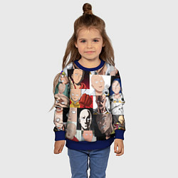 Свитшот детский Saitama - many faces, цвет: 3D-синий — фото 2