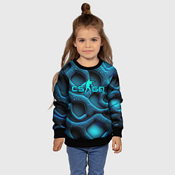 Свитшот детский CS GO blue neon logo, цвет: 3D-черный — фото 2