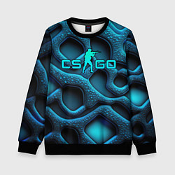 Свитшот детский CS GO blue neon logo, цвет: 3D-черный