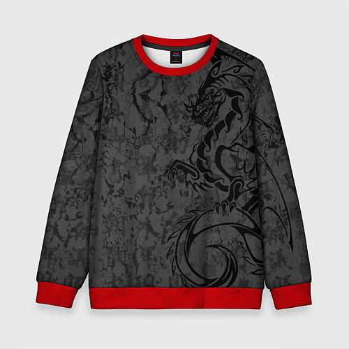 Детский свитшот Black dragon - grunge / 3D-Красный – фото 1