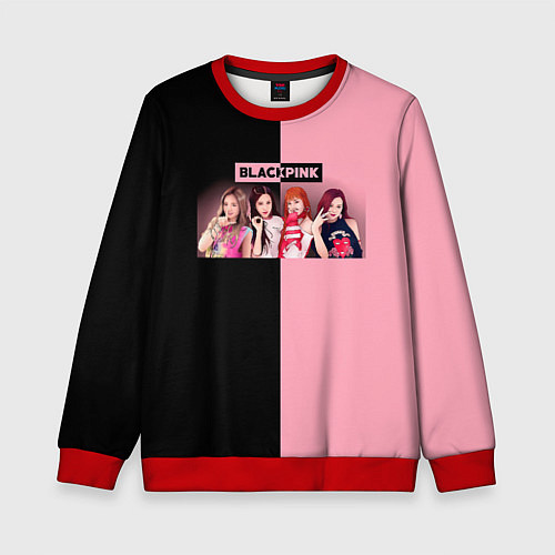 Детский свитшот Черно-розовый градиент Black Pink / 3D-Красный – фото 1