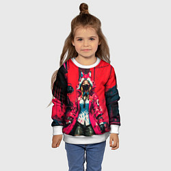 Свитшот детский Девушка-лиса кицунэ, цвет: 3D-белый — фото 2