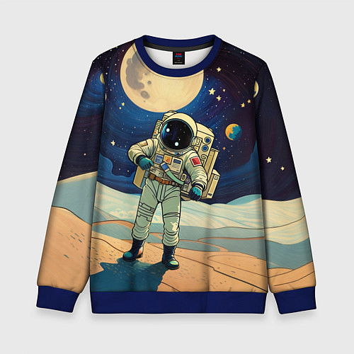 Детский свитшот Космонавт в ледяной пустыне / 3D-Синий – фото 1