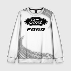 Свитшот детский Ford speed на светлом фоне со следами шин, цвет: 3D-белый