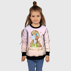 Свитшот детский Девушка в профиль арт, цвет: 3D-черный — фото 2