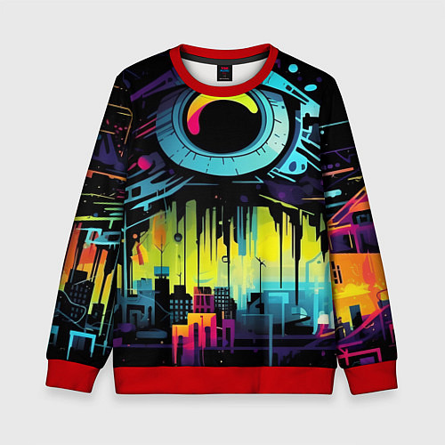 Детский свитшот The eye of cyberpunk / 3D-Красный – фото 1