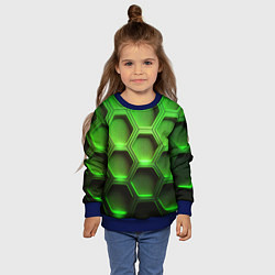 Свитшот детский Объемные зеленые соты, цвет: 3D-синий — фото 2
