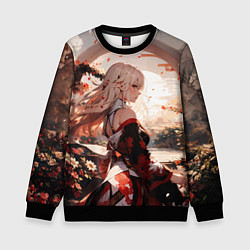 Свитшот детский Японская девушка при закате солнца, цвет: 3D-черный