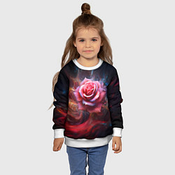 Свитшот детский Алая космическая роза - Нейросеть, цвет: 3D-белый — фото 2